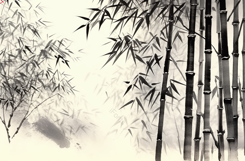 夏天夏季黑白色的竹林竹子竹叶挺拔茂盛中国水墨风景插画,插画/手绘图,插画/手绘图库,插画/手绘图下载,插画/手绘